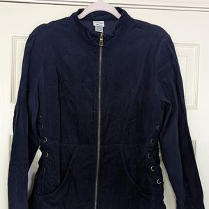 Large Navy Blue Zip-up Corduroy XCVI Jacket
